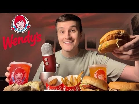 ASMR | HUGE Wendy’s Burgers Fast Food Mukbang 🍟🍔
