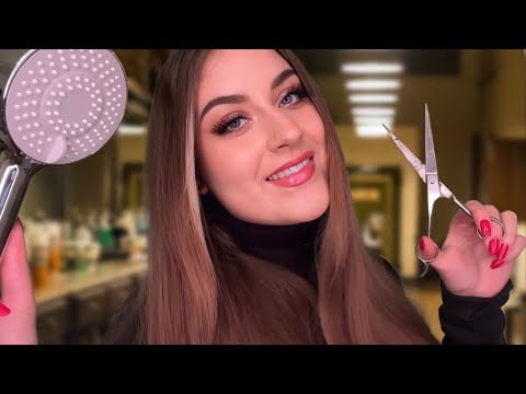 ASMR Deutsch Friseur Roleplay 💇🏻‍♀️ Haircut, Hair wash, Hair Brushing, Hair dresser Roleplay