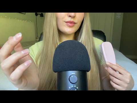 ASMR hair scratching and brushing with natural nails + hair on mic triggers