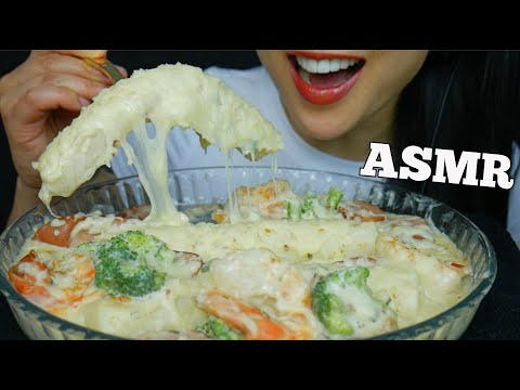 ASMR CREAMY MOZZARELLA SHRIMP BROCCOLI SAUSAGE RICE CAKE (EATING SOUNDS) NO TALKING | SAS-ASMR