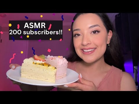 ASMR 💖 Crêpe cake eating/ 200 subs!! 🎉🥳