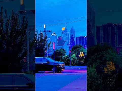 Neon nights in Philly 🌃💙✨ | Cyber city walk