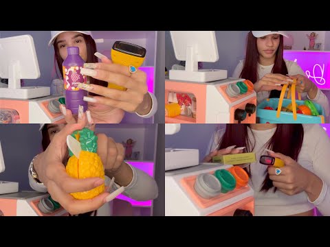 Asmr roleplay cajera (te cuento un chisme, corto frutas)