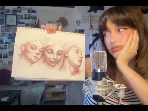 ASMR Sketchbook tour, Clicky close up Whisper Ramble and page turning to help you sleep🫶🏻