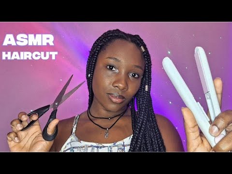 ASMR - CORTE DE CABELO + ESCOVA E CHAPINHA (Sons em camada com voz suave Haircut) 🪮✂️