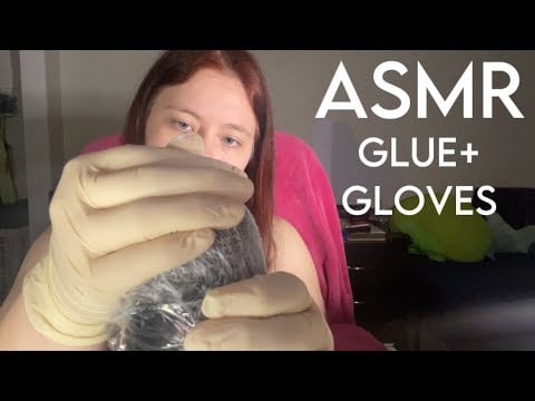 ASMR crackly glue sounds with white latex gloves