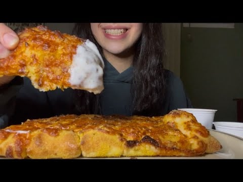 DOMINO’S STUFFED CHEESY BREAD ASMR EATING 