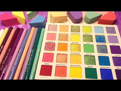 ASMR Rainbow Makeup Haul (Whispered, Swatching)