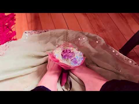 ASMR bare feet playing with flowers