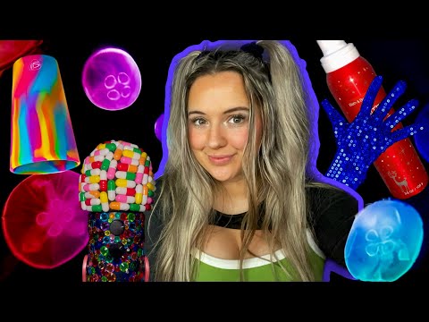 ASMR LIVE pt. 1 💚🪼💜 — rubber cup, bugs, thumb lights, crackle webs, sequins, fluffy/ pill mic