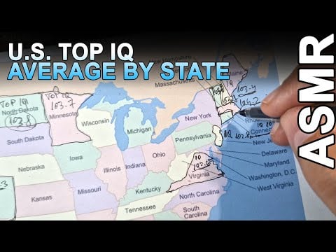 ASMR: U.S. States With TOP IQ Intelligence Average 📊 | Stats & Facts | ASMR map tracing & whispering