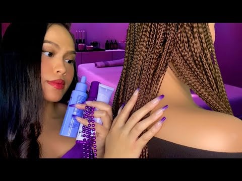 ASMR 💜 Purple Spa Therapist Plays W/ Your Hair + Back Scratch & Massage Roleplay 