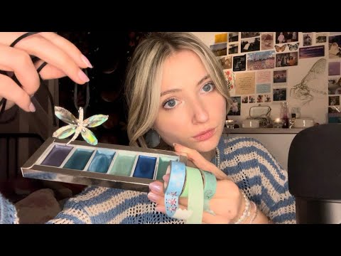 ASMR| blue and green trigger assortment| clicky whispers