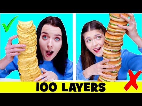 ASMR 100 Layers Food Challenge By LiLiBu