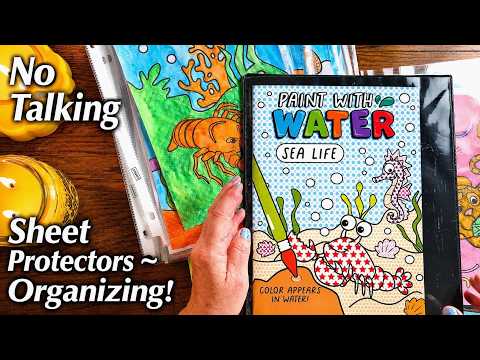 ASMR~Organizing Art Into Sheet Protectors + Crinkly Page Turning! (No Talking)