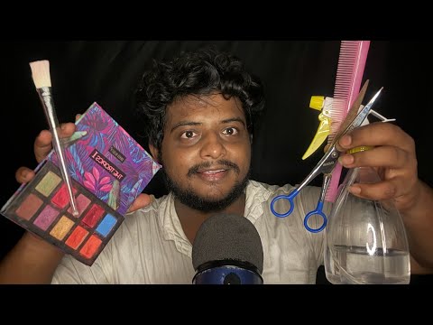 ASMR Fast And Aggressive Doing Your Makeup 💄 || ASMR Haircut Roleplay ✂️