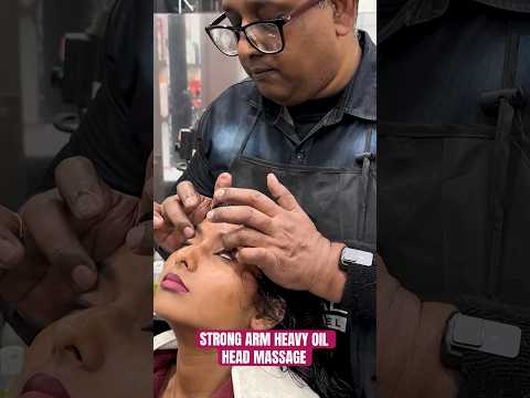 ASMR STRONG ARM HEAVY OIL HEAD MASSAGE BY INDIAN BARBER #asmr