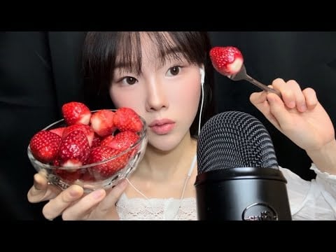 🍓 딸기 먹방 asmr | fresh strawberry mukbang | no talking real sound | satisfying crunchy eating sounds