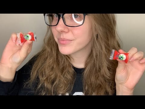 ASMR Gum Chewing & Bubble Blowing With Halloween Gum