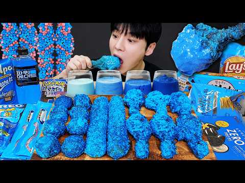 ASMR MUKBANG | 직접 만든 갤럭시 꿀젤리 블루 디저트 아이스크림 먹방 & 레시피 DESSERT GALAXY HONEY JELLY CANDY