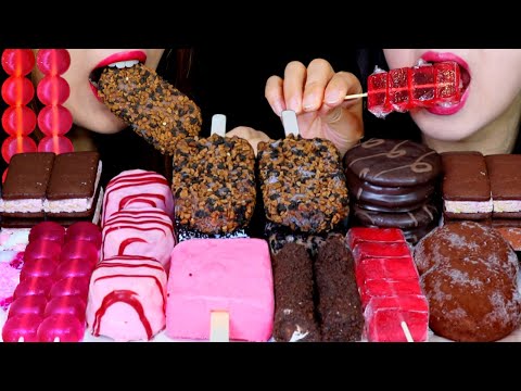 ASMR CHOCOLATE STRAWBERRY ICE CREAM, CAKE BITES, GUMMY JELLY STICKS, MOCHI CREAM ICE, MARSHMALLOW 먹방