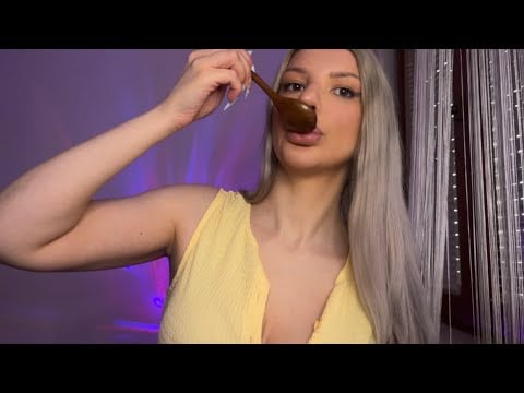 ASMR Eating Your Face With Wooden Spoon 🥄 Mouth Sounds ✨