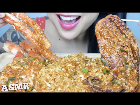 ASMR KING CRAB + OCTOPUS + SPICY KOREAN NOODLES (EATING SOUNDS) NO TALKING | SAS-ASMR