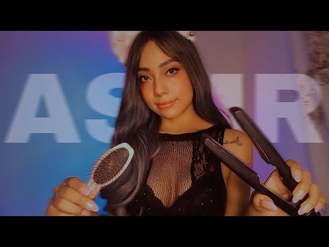 ASMR FAZENDO CHAPINHA NO SEU CABELO (Sons de Spray, Escova, Chapinha) #asmr #personalattention