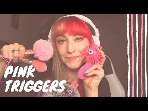 ASMR- Pink Triggers To Relax You (tapping, mic brushing, face brushing, & MORE)