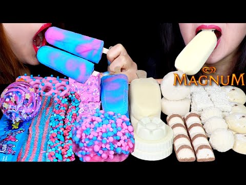 ASMR COTTON CANDY CHOCOLATE BOMB CAKE, WHITE CHOCOLATE MAGNUM, MOONCAKE, MARSHMALLOW, SOUR GUMMY 먹방