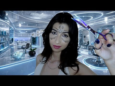 ASMR Android corta seu cabelo em um salão futurista 🤖