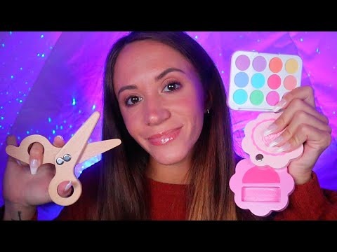 ASMR / Wooden Haircut & Makeup (complete wooden makeover)