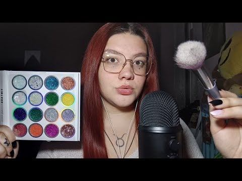 DOING your MAKEUP FAST & AGGRESSIVE with GUM CHEWING (Tapping, Spit Painting) 😴💜 | ASMR ITA