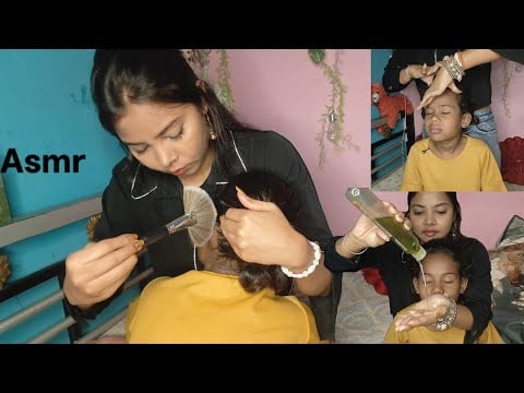  ASMR 💆‍♀️ Gentle Head Massage, Hair Oiling & Neck Brushing ASMR 🌿✨ Pure relaxation 😌💖