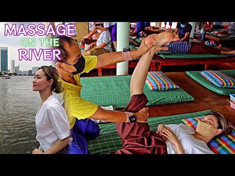 $3 Best traditional THAI MASSAGE by the River | ASMR Relaxing background noise