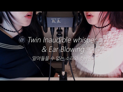 ASMR Twin Inaudible whisper & Ear Blowing 👄알아들을 수 없는 속삭임과 귓바람