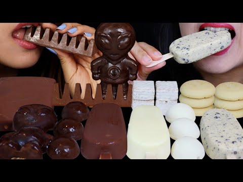 ASMR MILK VS WHITE CHOCOLATE DESSERTS (TOBLERONE, ALIEN ICE CREAM, BON BONS, KLONDIKE BAR, COOKIES)