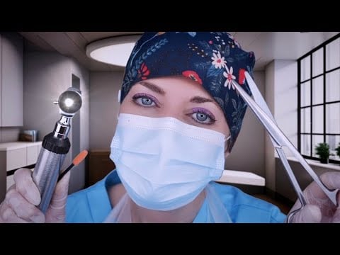 ASMR Ear Exam & Ear Cleaning, Ear Surgery & Nurse Home Visit - Otoscope, Fizzy Drops, Gloves