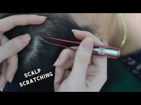 ASMR Focus Hair Parting, Hair Combing, Scalp Scratching On Real Person For Headache Relief