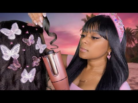 ASMR | 💕 Girl Who Is Secretly OBSESSED With You Plays With Your Hair At The Beach 🏝| Hair Curling