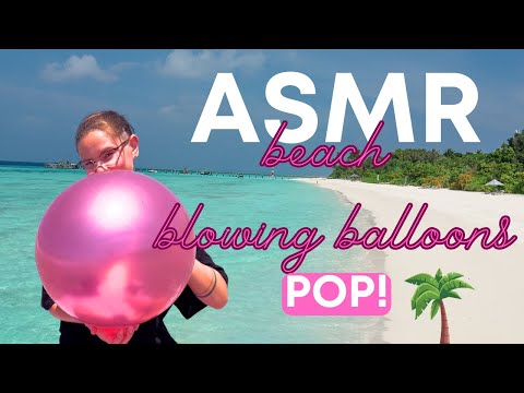 Pink Balloons on the Beach: ASMR Inflation & Popping Finale 🌸🎶