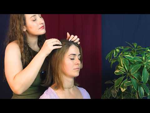 asmr hair play & light massage on a real person / soft spoken
