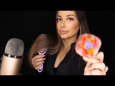 TÜRKÇE ASMR  | YÜZÜNE/YÜZÜME FIRÇAYLA DOKUNUYORUM & SAÇ TARAMA  | RAHAT UYKU