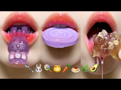 Asmr Eating Honey Comb Jelly Chocolate Emoji Food 🐰🍮🥕 