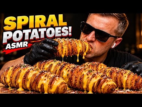 CRISPY SPIRAL POTATOES! 🥔🔥 | ASMR Eating Sounds