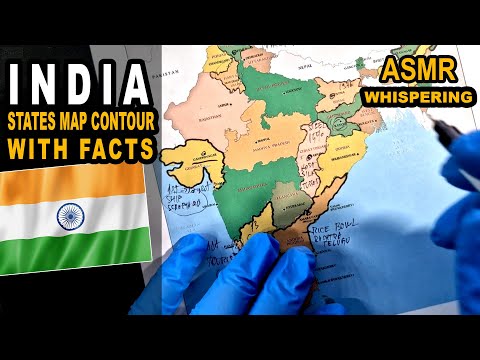 ASMR Tracing INDIA map contour and its states with facts and secrets | ASMR soft spoken triggers