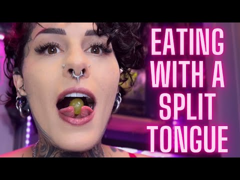 Eating with a Split Tongue- What is it like? Demonstration