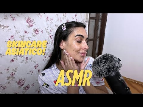 (asmr) Mostrando e fazendo skincare com novos produtos asiáticos