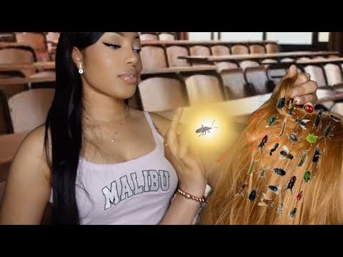 ASMR- Girl Behind You In Class Eats Bugs Out of Your Hair 🐞 🐛 Hair Play, Brushing & Scalp Massage RP