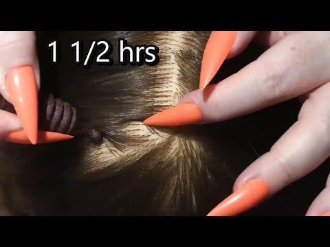 ASMR Scalp Check with Long Nails Compilation (Scalp Massage, Wooden Tool, Scalp Scratching, Whisper)